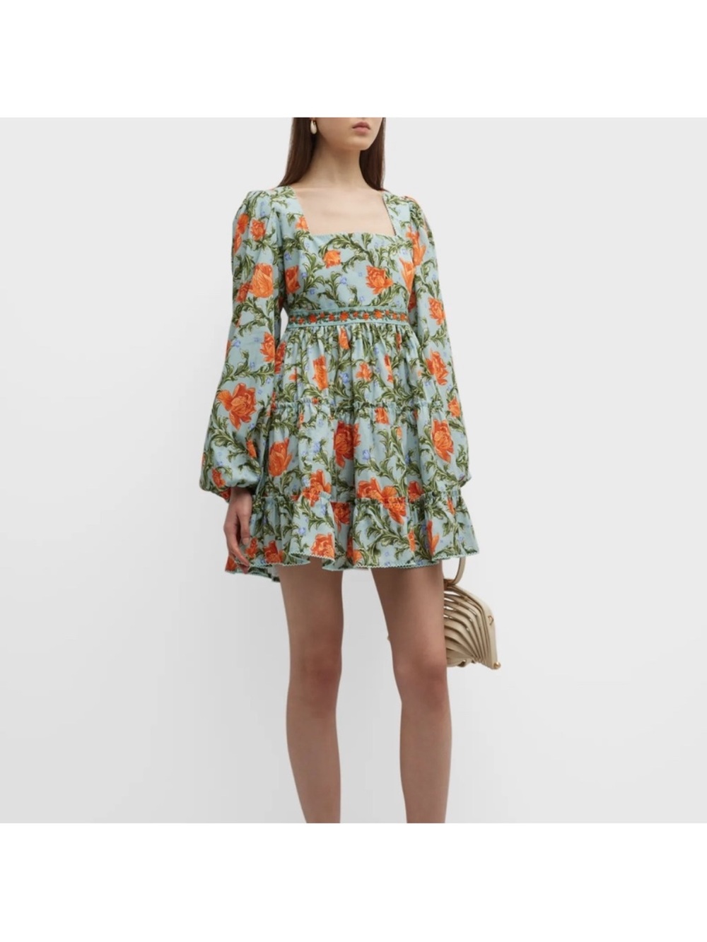 Agua by Agua Bendita Avena Floral Square-Neck Mini Dress